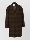 Isabel Marant Étoile Checked V-neck Wool Single Breasted Coat In Brown