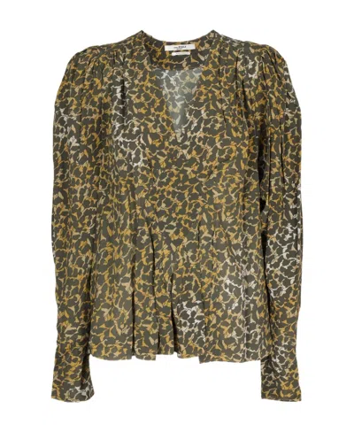 Isabel Marant Étoile V-neck Printed Blouse In Green