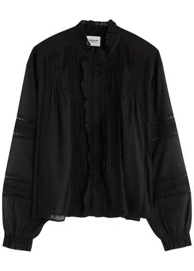Isabel Marant Étoile Valda Lace-trimmed Cotton Blouse In Black