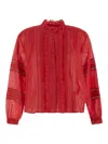 Isabel Marant Étoile Valda Shirt In Finely Worked Voile In Red