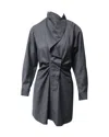 Isabel Marant Etoile Valentine Draped Checkered Dress In Dark Grey Wool In Grey