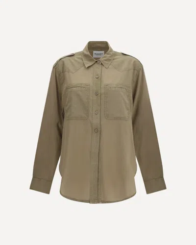 Isabel Marant Étoile Bicolor Cotton Shirt In Green