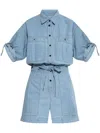 Isabel Marant Étoile Vally Light Blue Tracksuit With Chest Pockets And Elastic Waist With Drawstring In Cotton Woman In Blue