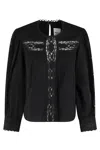 Isabel Marant Étoile Valmira Embroidered Linen And Cotton Blouse In Bk