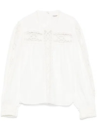 Isabel Marant Étoile Valmira White Blouse With Keyhole Neck And Cut-out Details In Linen And Cotton Blend Woman