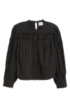 Isabel Marant Étoile Valmira Embroidered Linen And Cotton Blouse In Black