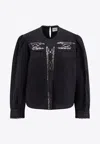 Isabel Marant Étoile Valmira Embroidered Linen And Cotton Blouse In Black
