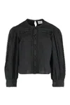 Isabel Marant Étoile Valmira Embroidered Linen And Cotton Blouse In Black