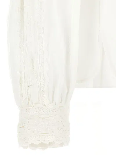 Isabel Marant Étoile 'valmira' White Blouse With Keyhole Neck And Cut-out Details In Linen And Cotton Blend Woman