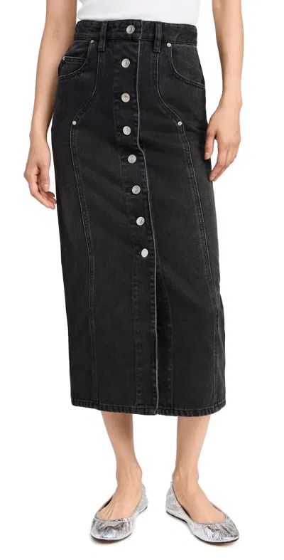 Isabel Marant Étoile Marant Étoile Vandy Denim Midi Skirt Faded Black In Blue