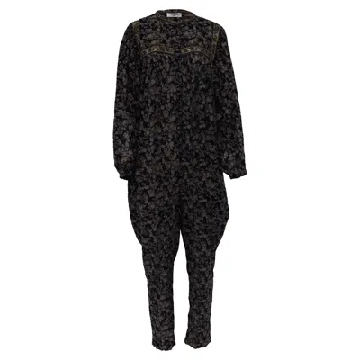 Isabel Marant Étoile Vasco Floral Printed Jumpsuit In Multicolor Cotton In Black