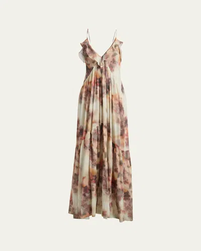 Isabel Marant Étoile Vasmila Blur Floral-print Ruffle Maxi Dress In Multi