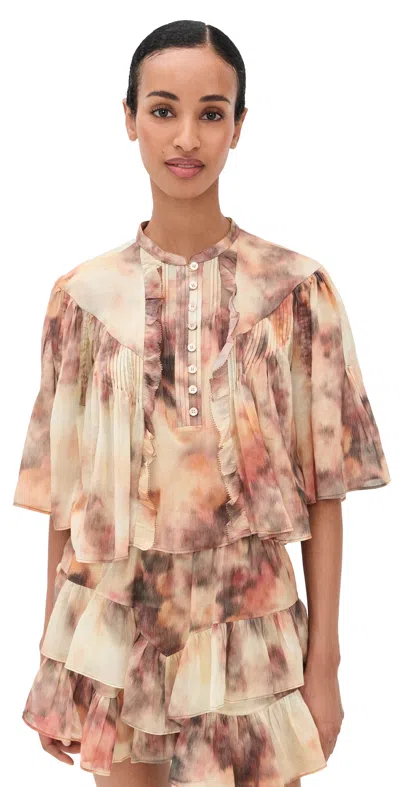 Isabel Marant Étoile Veelia Cotton Voile Blouse Tie Dye Design In Multi