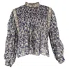 Isabel Marant Etoile Vega Floral Print Blouse In Blue Cotton In Blue