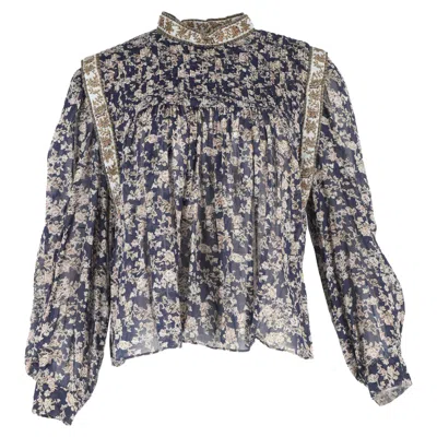 Isabel Marant Etoile Vega Floral Print Blouse In Blue Cotton