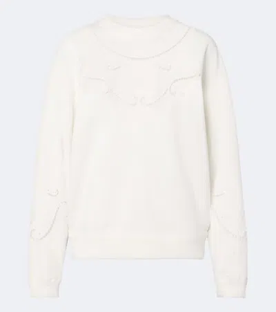 Isabel Marant Étoile Vella Embroidered Cotton Sweatshirt In Weiss