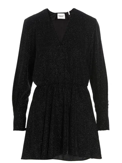 Isabel Marant Étoile Alexane Crystal-embellished Velvet Mini Dress In Black