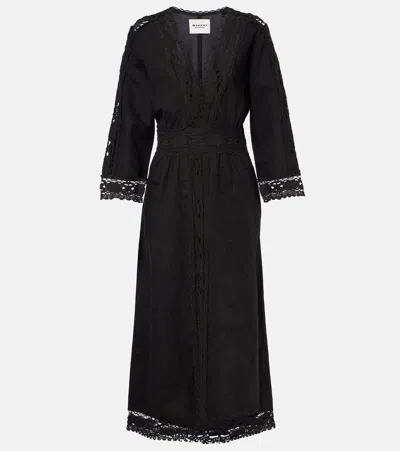 Isabel Marant Étoile Hadley Wrap-effect Velvet Midi Dress In Black
