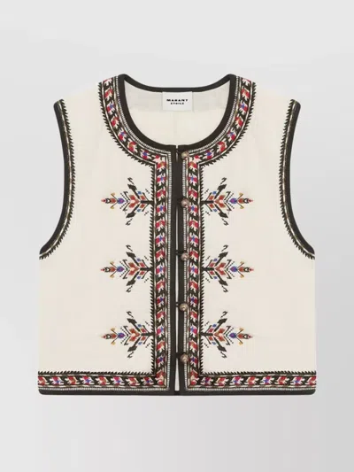 ISABEL MARANT ÉTOILE VEST EMBROIDERED CONTRAST TRIM