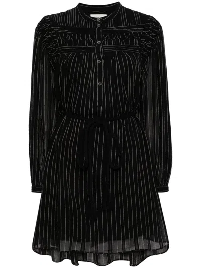 Isabel Marant Étoile Leozi Striped Voile Mini Dress In Fadedblack