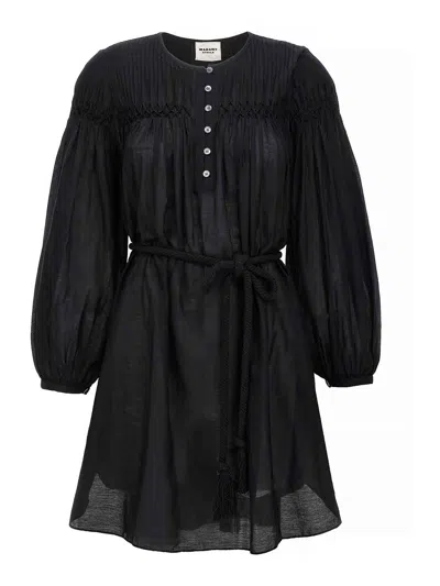 Isabel Marant Étoile Adeliani Buttoned Long Sleeve Dress In Black
