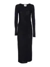 Isabel Marant Étoile Crewneck Long Sleeve Midi Dress With Ruched Detailing In Black