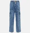 Isabel Marant Étoile Viamao Straight Cotton Chambray Pants In Blue