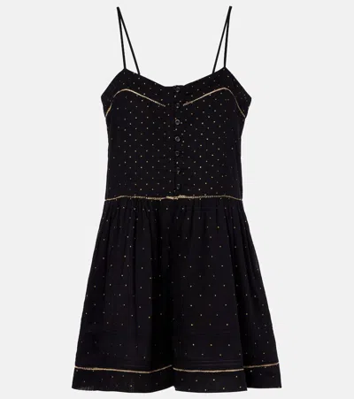 Isabel Marant Étoile Vickie Polka-dot Cotton Romper In Black