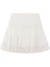 Isabel Marant Étoile 'violana'white Miniskirt With Pleated Details And Scallop Hem In Linen And Cotton Blend Woman In White