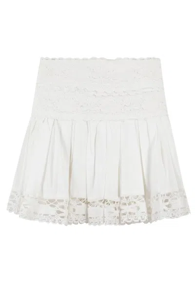 Isabel Marant Étoile 'violana'white Miniskirt With Pleated Details And Scallop Hem