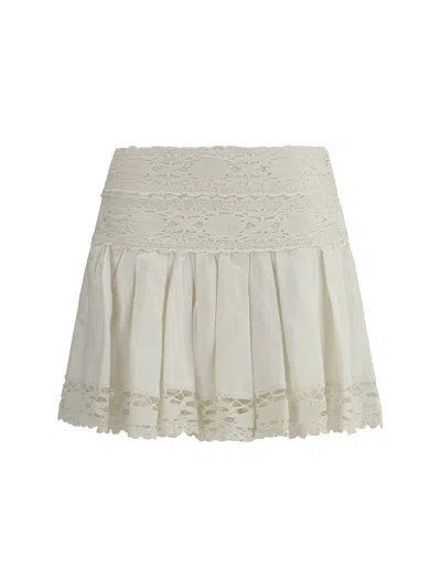 Isabel Marant Étoile 'violana'white Miniskirt With Pleated Details And Scallop Hem