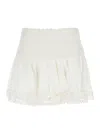 Isabel Marant Étoile 'violana'white Miniskirt With Pleated Details And Scallop Hem In Linen And Cotton Blend Woman