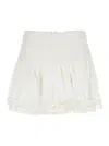 Isabel Marant Étoile 'violana'white Miniskirt With Pleated Details And Scallop Hem In Linen And Cotton Blend Woman In White