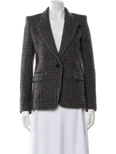 Pre-owned Isabel Marant Étoile Virgin Wool Houndstooth Print Blazer In Gray