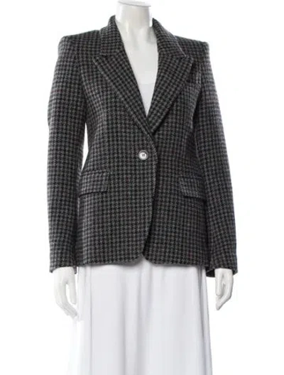 Pre-owned Isabel Marant Étoile Virgin Wool Houndstooth Print Blazer In Gray