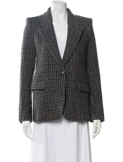Pre-owned Isabel Marant Étoile Virgin Wool Plaid Print Blazer In Black