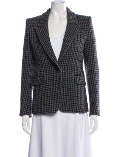Pre-owned Isabel Marant Étoile Virgin Wool Plaid Print Blazer In Black