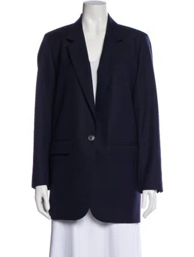 Pre-owned Isabel Marant Étoile Virgin Wool Plaid Print Blazer In Blue