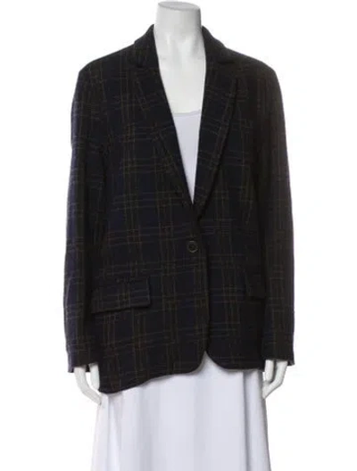 Pre-owned Isabel Marant Étoile Virgin Wool Plaid Print Blazer In Blue