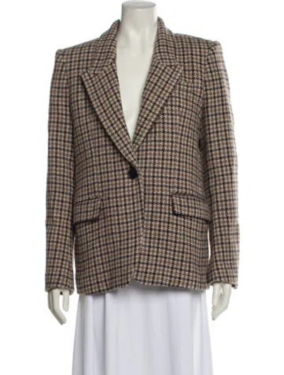 Pre-owned Isabel Marant Étoile Virgin Wool Plaid Print Blazer In Brown