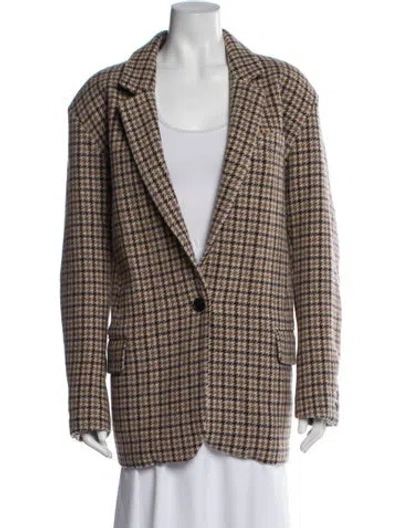 Pre-owned Isabel Marant Étoile Virgin Wool Plaid Print Blazer In Brown