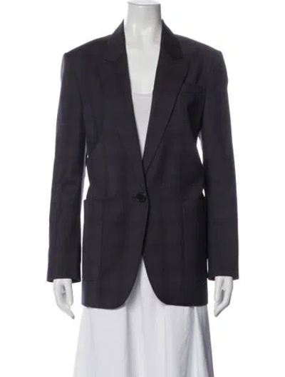 Pre-owned Isabel Marant Étoile Virgin Wool Plaid Print Blazer In Gray