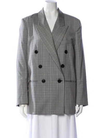 Pre-owned Isabel Marant Étoile Virgin Wool Plaid Print Blazer In Gray