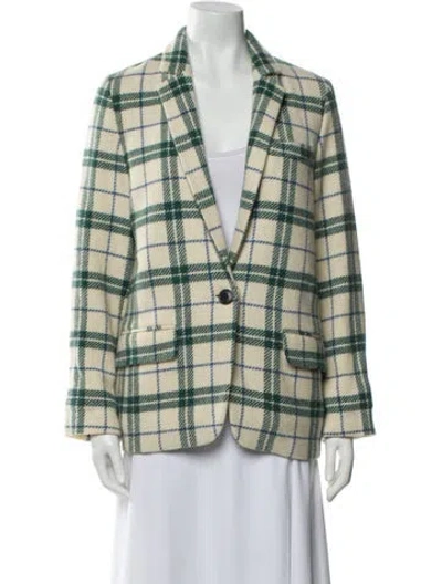 Pre-owned Isabel Marant Étoile Virgin Wool Plaid Print Blazer In Green
