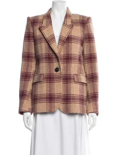 Pre-owned Isabel Marant Étoile Virgin Wool Plaid Print Blazer In Red