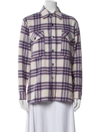 Pre-owned Isabel Marant Étoile Virgin Wool Plaid Print Blazer In White