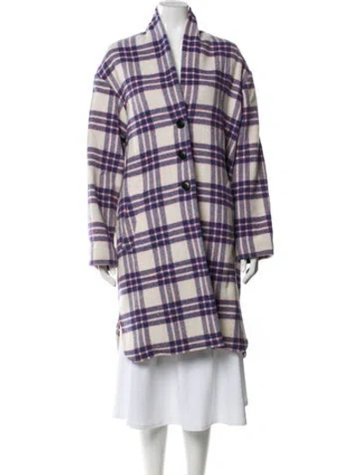 Pre-owned Isabel Marant Étoile Virgin Wool Plaid Print Coat In Blue
