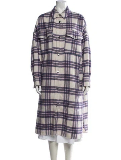 Pre-owned Isabel Marant Étoile Virgin Wool Plaid Print Coat In Neutrals