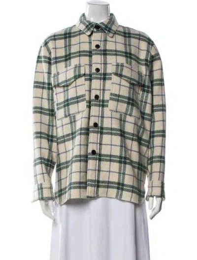 Pre-owned Isabel Marant Étoile Virgin Wool Plaid Print Jacket In Green