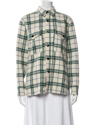 Pre-owned Isabel Marant Étoile Virgin Wool Plaid Print Jacket In Green